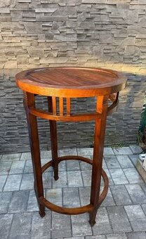 Barový stolek z exotického teakového dřeva – kulatý