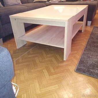 Konferenční stolek dub Sonoma prostředek mléčné sklo