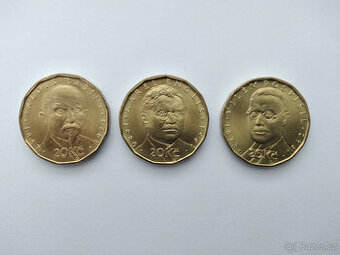 Dvě sady oběžných mincí 20 Kč ke 100.výročí republiky