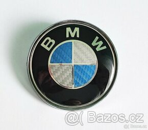 BMW přední i zadní znak modrobílý karbon 74mm