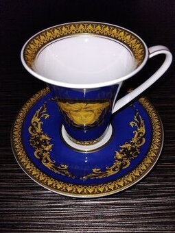Versace by Rosenthal - Medusa modrý porcelánový hrnek s podš