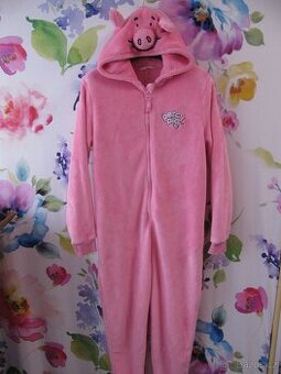 Fleecový teplý, heboučký overal s kapucí na spaní vel.158