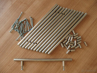 Nábytkové úchytky hrazda, rozteč 192 mm, matný nikl, 13 ks