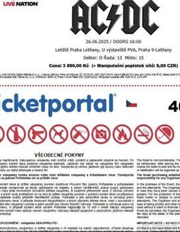 AC/DC – Power Up Tour 2025 – Praha Letňany | 4 lístky na pro