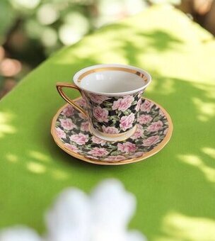 Kávový, porcelánový šálek s podšálkem Leander 1907