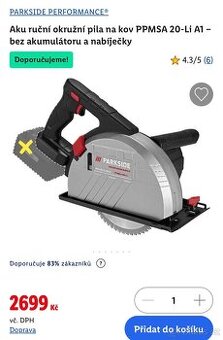 Aku ruční okružní pila na kov PPMSA 20-Li A1