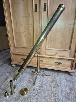 Velký starožitný mosazný dalekohled, 19.st.,Anglie