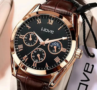 Elegantní hodinky WOVE černo zlaté
