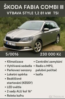 Škoda Fabia Combi 1.2 TSI Style, 2016, 101000 2 sady kol