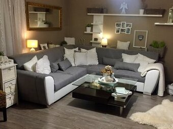 Rohová rozkládací sedací souprava