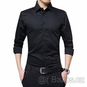 Společenská košile černá, dlouhý rukáv, nová, vel M-L
