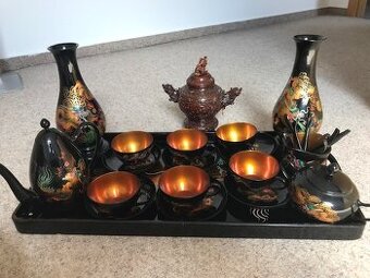 čajový servis- lakované dřevo