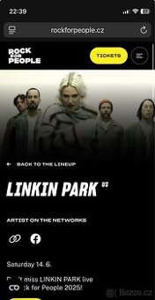 Prodám lístek na Sobotu 14.6. na Rock For People