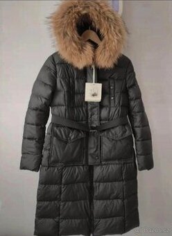 Nový dámský kabát s pravou kožešinou,  bunda vel M