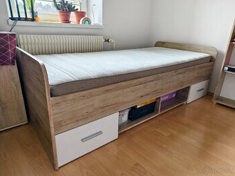 Postel 90x200 v dobrém stavu + matrace IKEA - BEZ ROŠTU