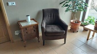 Kožená klubová křesla (2 ks) + taburet – pravá broušená kůže