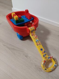 Ecoiffier vozík na tahání s Abrick stavebnicí a destičkou - 1