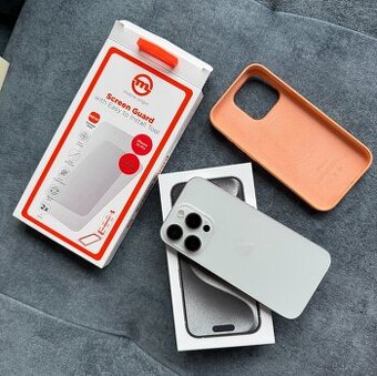 iPhone 15 pro white 256GB + prislusenstvi