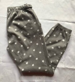 Fleece kalhoty šedobílé s hvězdičkami, vel.152/158 = 60 Kč