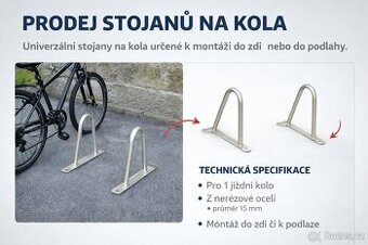 Prodám 2x stojan na kolo – možnost montáže na zeď i na zem