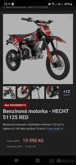 Dětská benzínová motorka