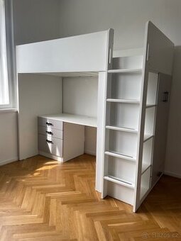 Ikea postel SMÅSTAD bílá/šedá – kombinovaná (s matrací)
