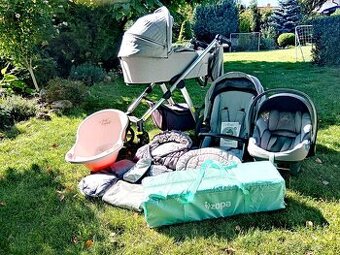 Set Kočárek Baby Design Husky, autosedačka,cestovní postýlka