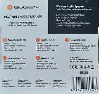 Bluetooth reproduktor