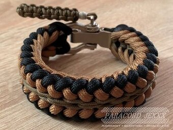 Paracord náramek (19 cm) black - brown - bronze