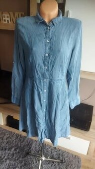 Krásné modré džínové šaty propínací na knoflíky 2XL