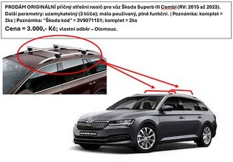 PŘÍČNÝ STŘEŠNÍ NOSIČ PRO VŮZ ŠKODA SUPERB III - COMBI