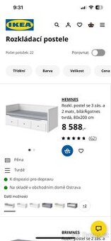 Rozkládací postel ikea s madracemi a roštem