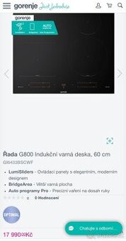 REZERVACE-Nová indukce GORENJE GI6433BSCWF-5 let plná záruka