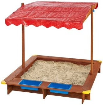 Nové pískoviště KidLand  se stříškou a dnem přírodní/červená