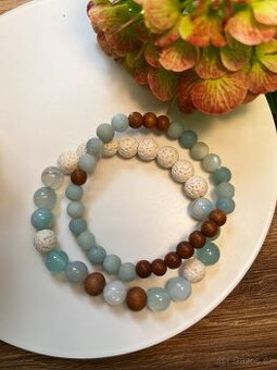 Aromaterapeutické náramky - měsíční kámen, achát, láva bílá