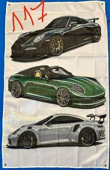 Banner - vlajka - prapor set Porsche 911 90x150 cm