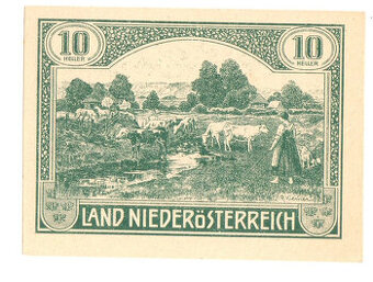Nouzová Bankovka II. vydání 10 Heller Niederösterreich,1920
