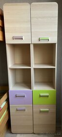 Dětská skřínka - fialová kombinace se dřevem