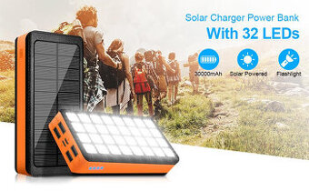 Solární Powerbanka Psooo PS -900 30Ah se silnou svítilnou