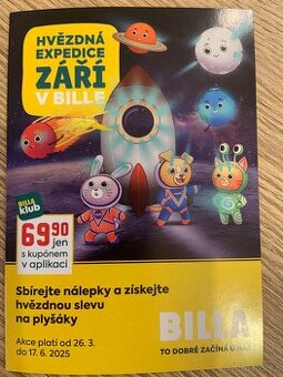 Billa samolepky svítící plyšáci.