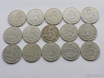 Konvolut 15 x 5 koruna 1929 a 1930 - 1
