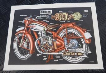 JAWA PÉRÁK 250, ORIG. DOBOVÉ Z ROKU 1962, OBR. 31X22CM II.