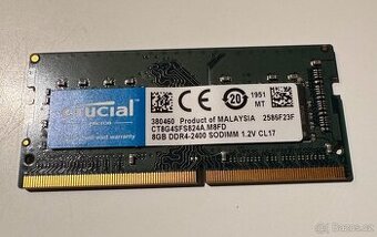 RAM pro notebook Crucial 8 gb DDR-4  2400 Sodim 1,2V C