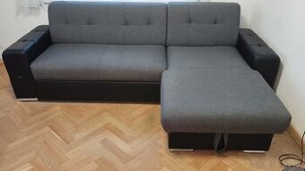 Rozkládací rohová oboustrannou sedačka do tvaru L včetně úlo