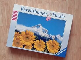 Puzzle Ravensburger 1000 - Alpspitz 2628 m se slunečnicemi
