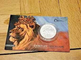Střibrná uncová investiční mince Český lev 2021