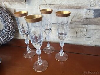 4 LUXUSNÍ SKLENICE- "FLÉTNA" RUČNÍ VÝROBA SKLÁRNY KVĚTNÁ