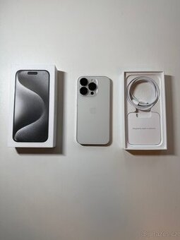 Apple iPhone 15 Pro 128GB Bílý titan TOP STAV - 1
