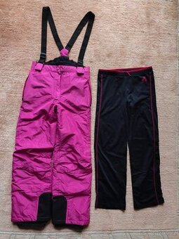 Dívčí 146/152 lyžařské kalhoty + tepláky + zateplená vesta