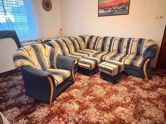 Rozkládací gauč, křeslo, taburety